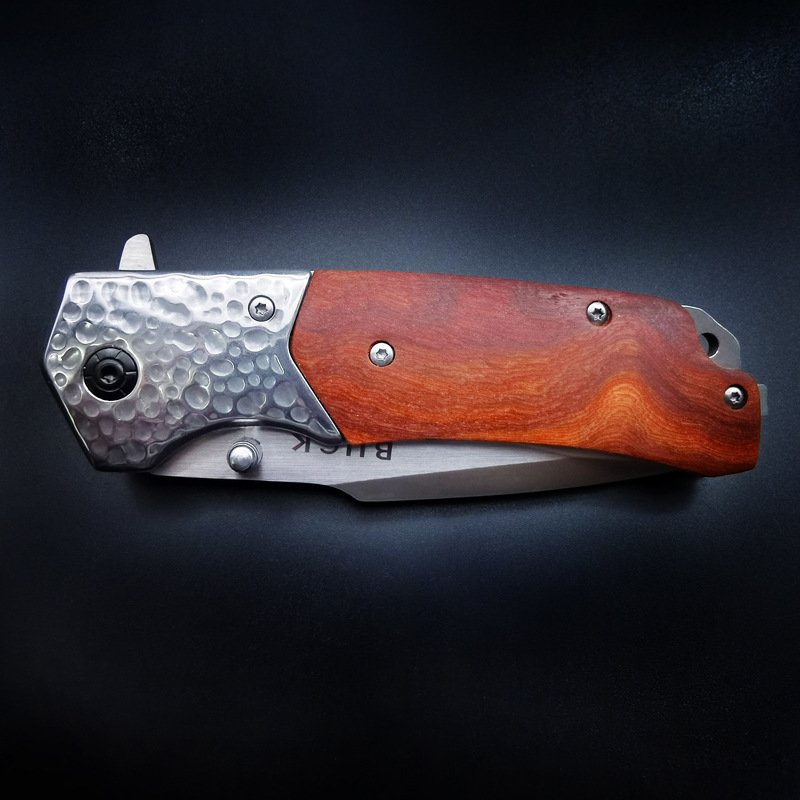 Buck outdoor camping knife, high-end redwood handle, high-heavy steel head, fruit knife