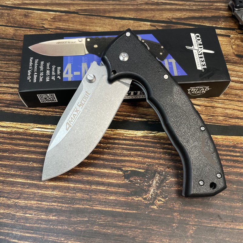 COLD STEEL 62-4MAX HEAVY FOLDING KNIFE, HIGH HARD FIELD CAMP WITH SHARP LIFE KNIFE AND FRUIT KNIFE