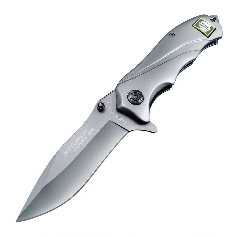 A small outdoor knife folded with a mini-man's hand, with a short cutter for stainless steel