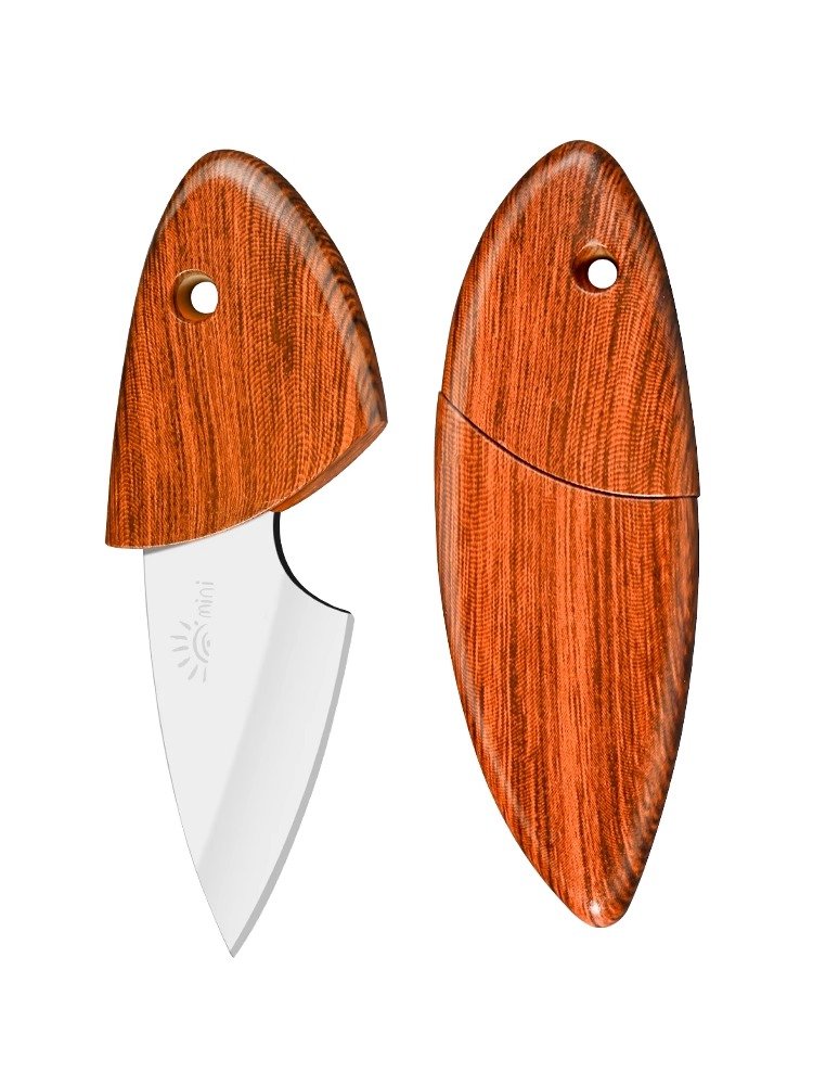 German high-strength fruit knife, red wood fish knife outside the house, with a sharp porpoise knife