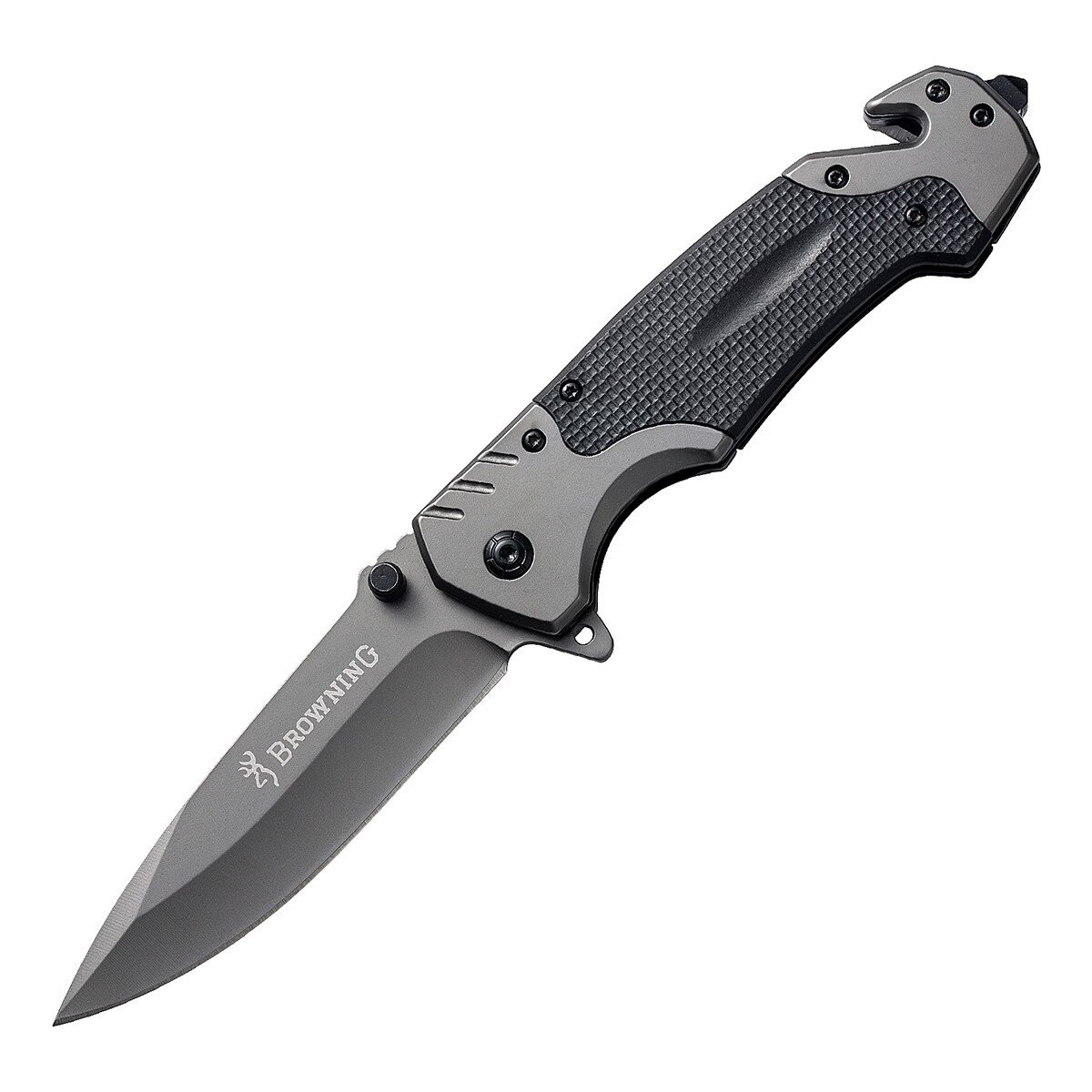 Browning folds the knife with a multi-purpose stainless steel mini-collar