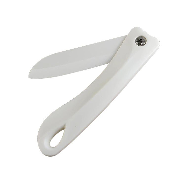 "slice the fruit no more taste" japanese pottery knife folds the fruitins outside, camping with white sidekicks