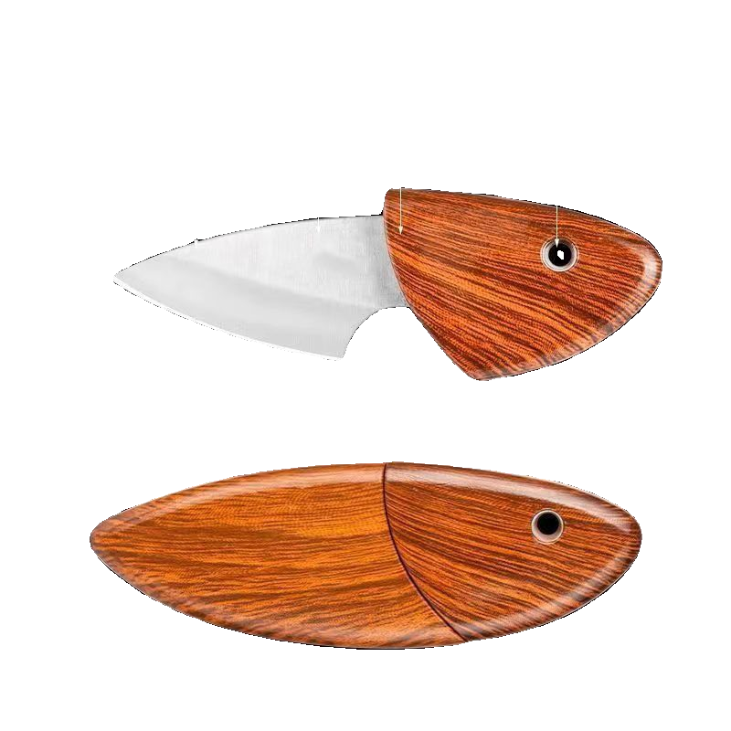 German high-strength fruit knife, red wood fish knife outside the house, with a sharp porpoise knife