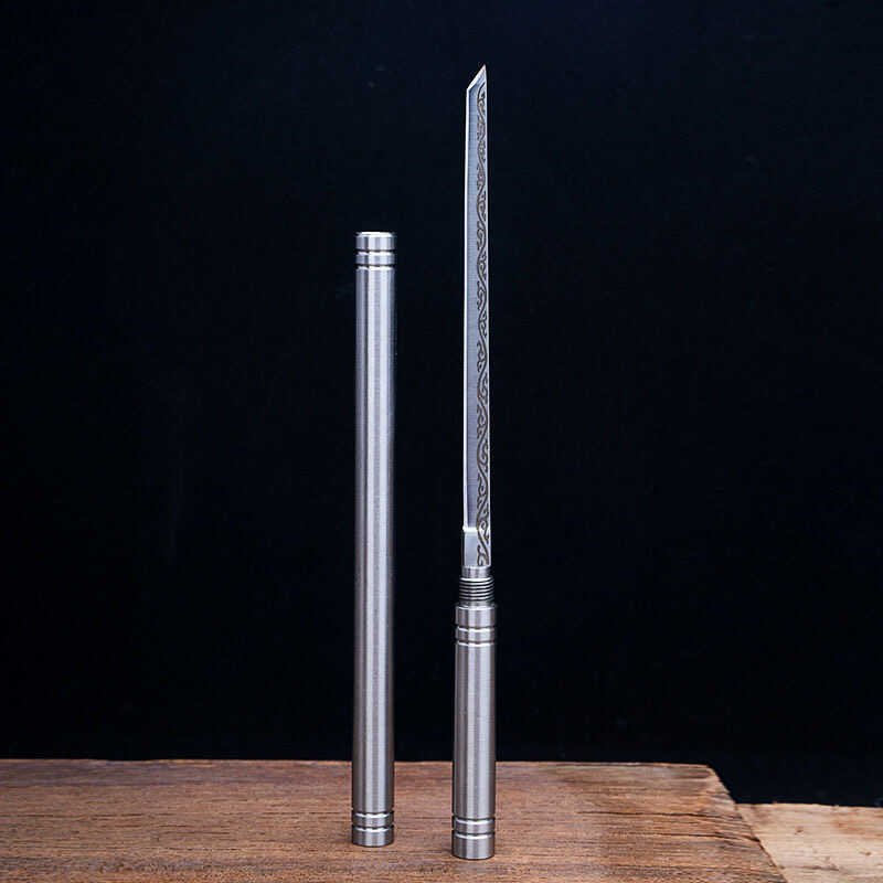 The German all-powered Dragon Springs Baton, with a stick and a knife, is a fruit knife