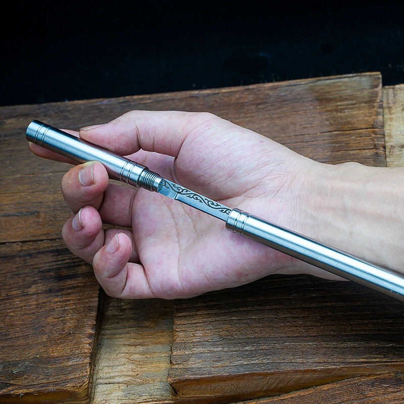 The German all-powered Dragon Springs Baton, with a stick and a knife, is a fruit knife