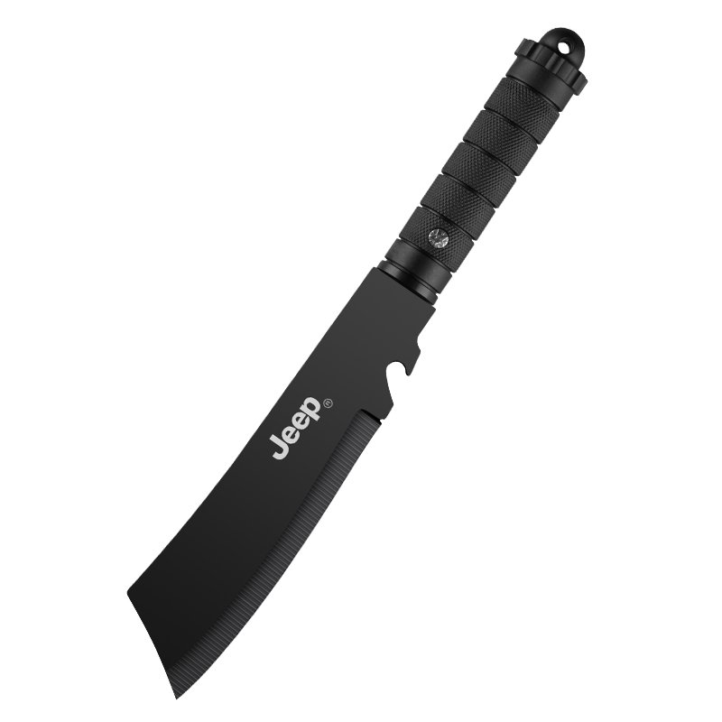 JEEP'S OUTDOORS WALK AROUND WITH A FIELD KNIFE AND A SHARP, UNCUT, STEEL-PROOF BLADE TO SURVIVE