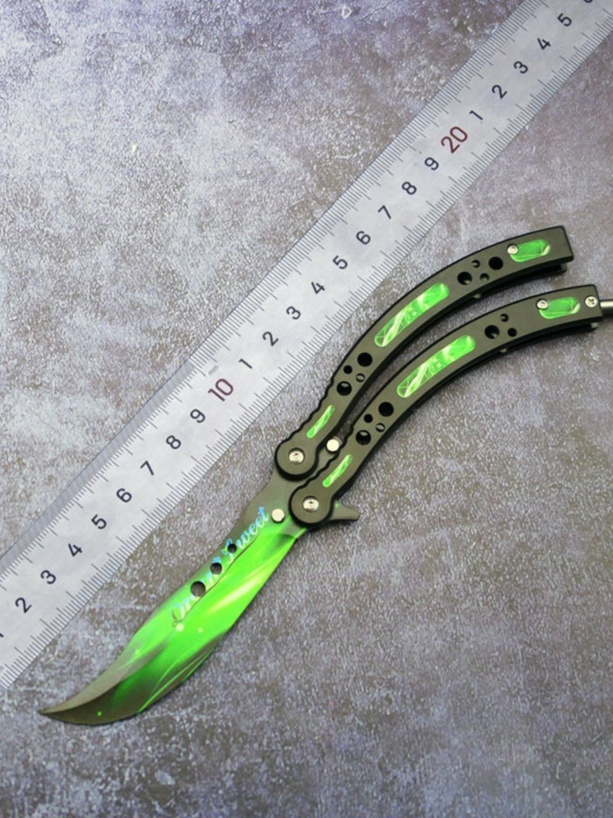 BUTTERFLY KNIFE CAMPING UNSCREWED SGO CHILDREN'S TOY-SWIPE STARTER PRACTICE TRAINING TO FOLD AROUND A BRUSH KNIFE