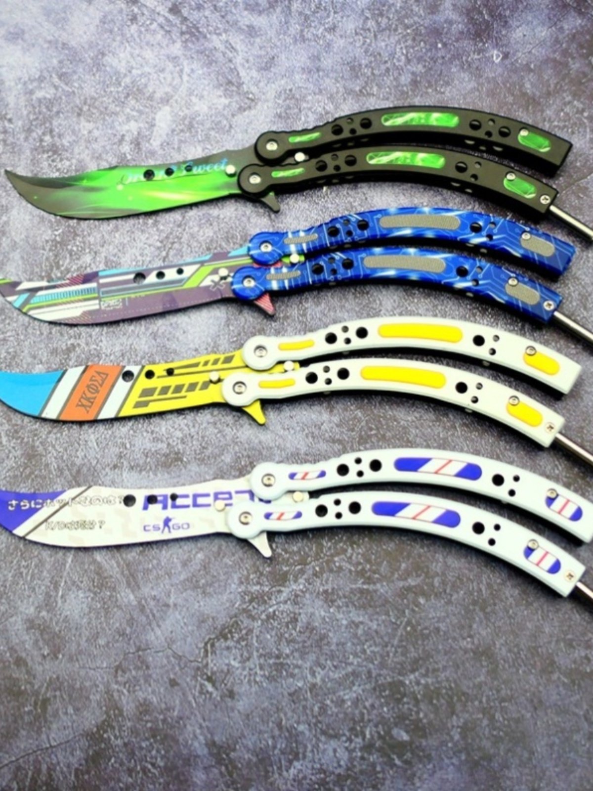 BUTTERFLY KNIFE CAMPING UNSCREWED SGO CHILDREN'S TOY-SWIPE STARTER PRACTICE TRAINING TO FOLD AROUND A BRUSH KNIFE