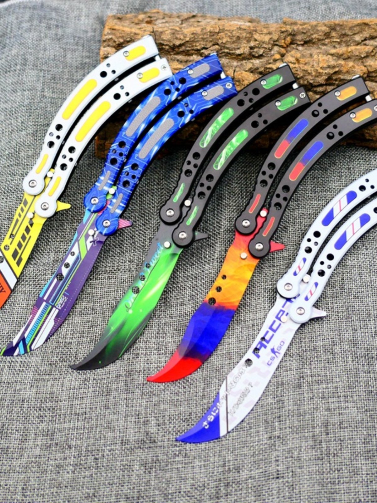 BUTTERFLY KNIFE CAMPING UNSCREWED SGO CHILDREN'S TOY-SWIPE STARTER PRACTICE TRAINING TO FOLD AROUND A BRUSH KNIFE