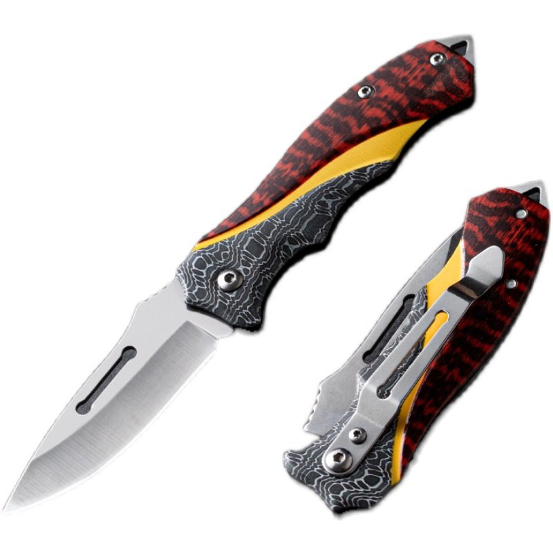 The stainless steel knife, the sharp, sharp folding knife, came with the fruit knife to the camp outside