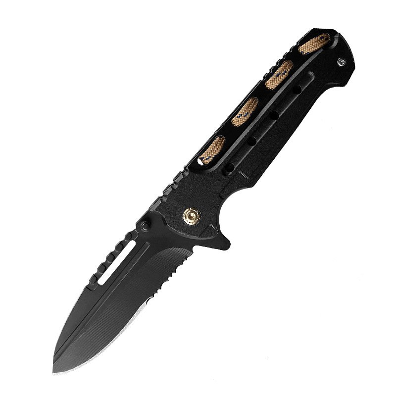 An outdoor Swiss army knife folds a multi-purpose knife, a defensive body, a cold weapon, a portable camper