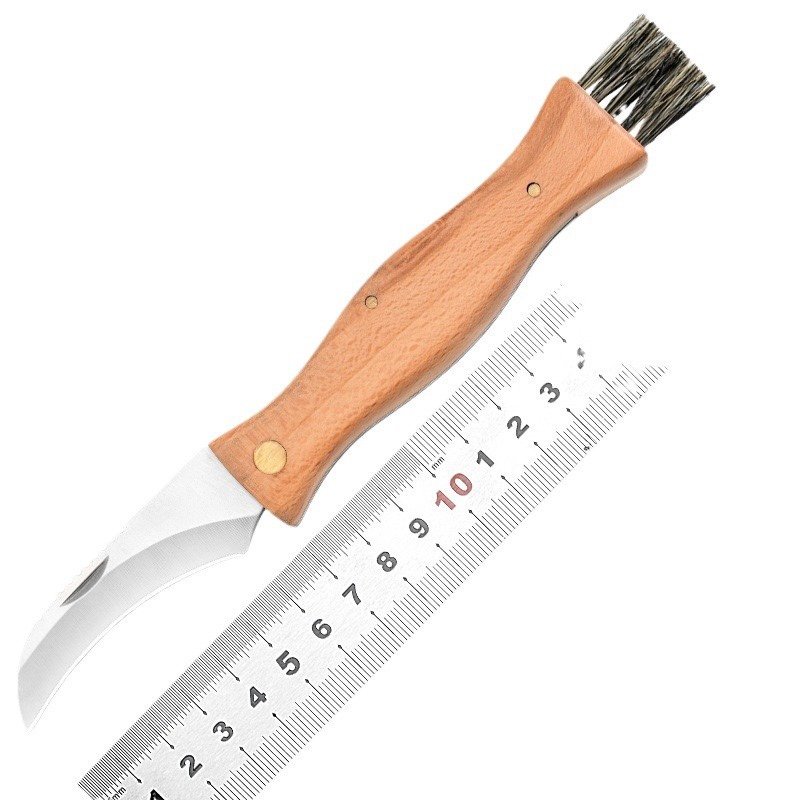 Pear, mushroom knife camping knife with wooden handled knife multifunctionally folds a brush knife outside the house