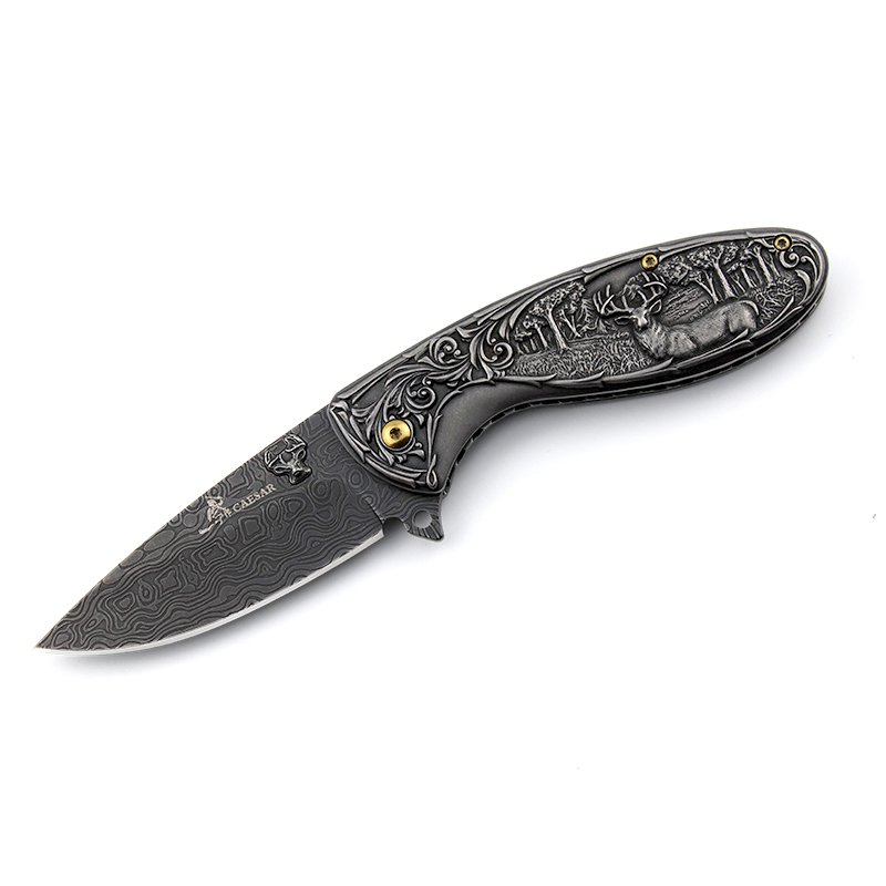 An outdoor folding knife, a high-strength small knife, a field camping knife, a sharp, stainless steel blade, with a knife to protect itself