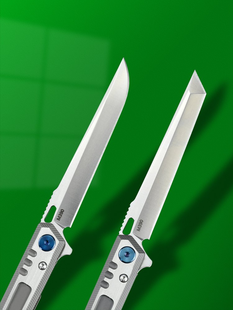 THE TITANIUM ALLOY KNIFE IMPORTED THE M390 STEEL EDC TO CAMP IN THE FIELD WITH A FOLDING KNIFE