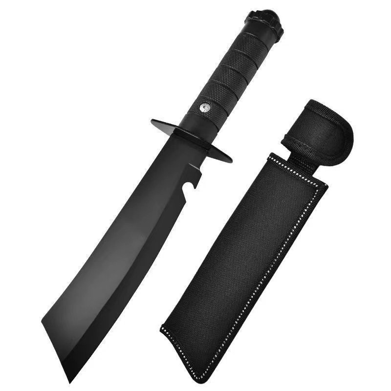 The open-air knife and the field knife went on a field trip and ate a sharp, unscathed steel and steel