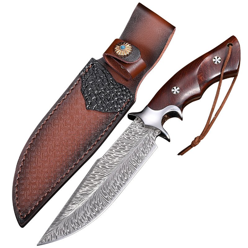 Hand-held high-hard field life knife camping multi-purpose, straight-on-the-earth knife to survive in the wilderness