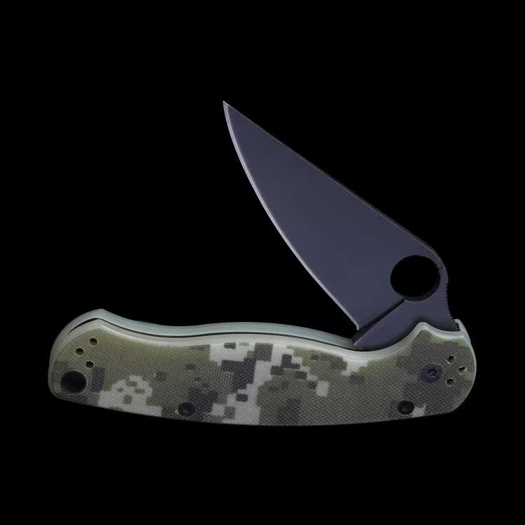 DECORATED G10 HANDLES 440 STAINLESS STEEL FOLDING KNIFE, AND A FRUIT-SHARP CAMPER