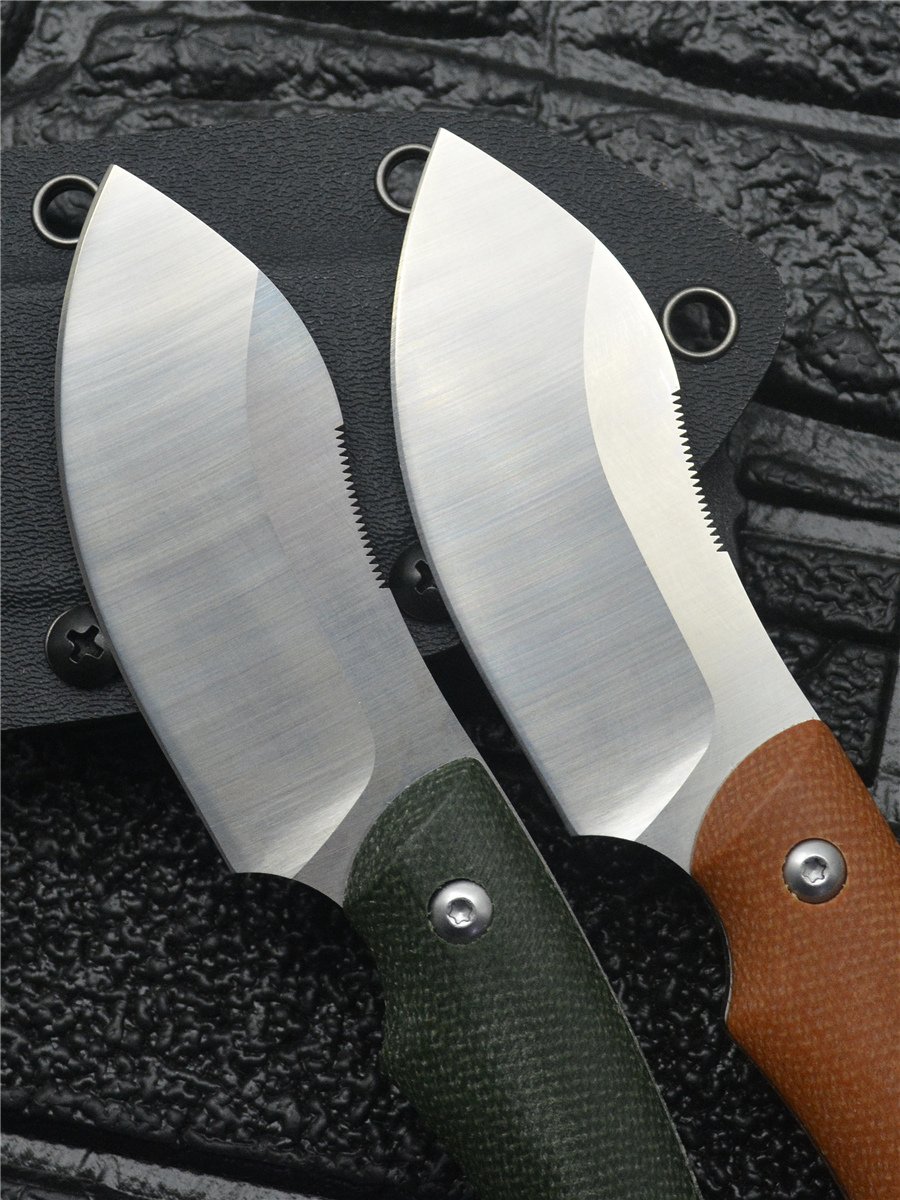 BK008 STRAIGHT, 14C28N HIGH HARD-WIRE, CAMPING WITH A SMALL KNIFE AND A FRUIT KNIFE TO PROTECT YOURSELF