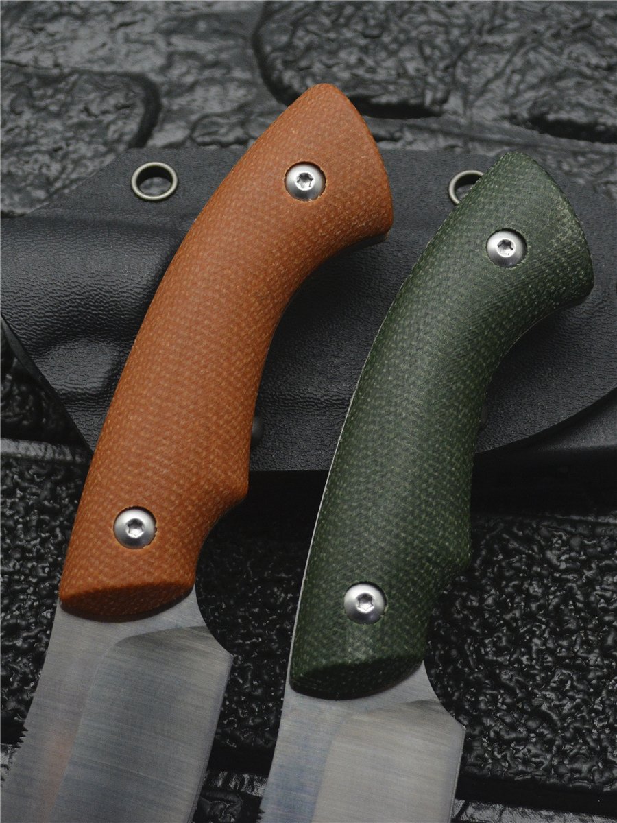 BK008 STRAIGHT, 14C28N HIGH HARD-WIRE, CAMPING WITH A SMALL KNIFE AND A FRUIT KNIFE TO PROTECT YOURSELF