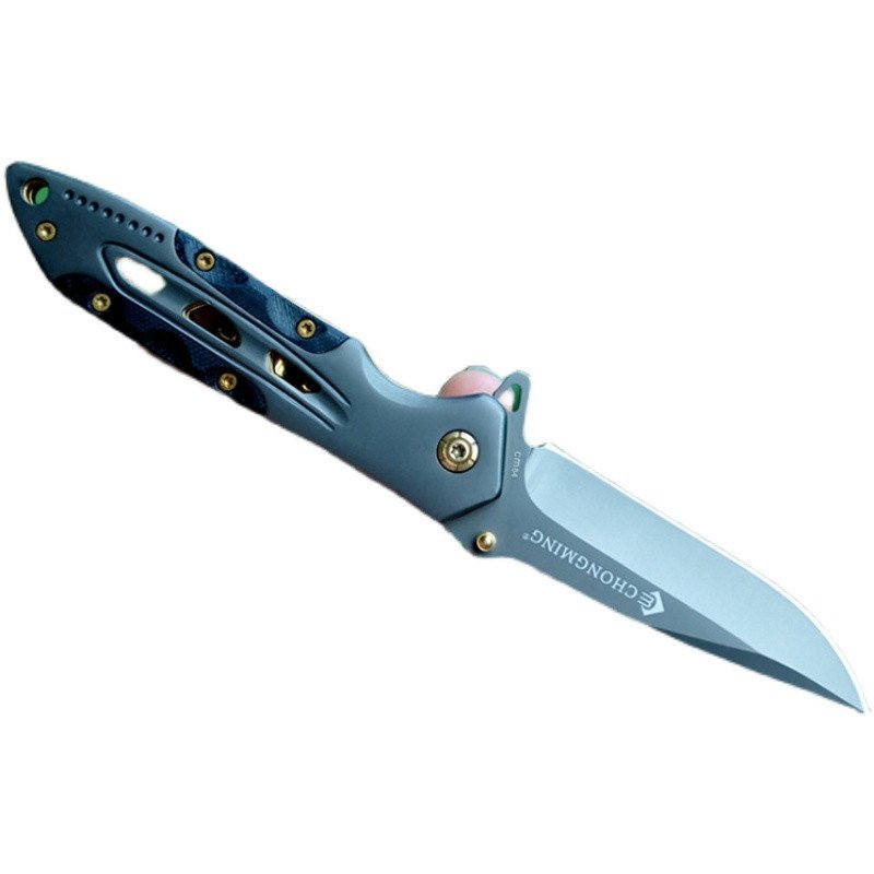 A special army camper with an open-edged blade and a small knife