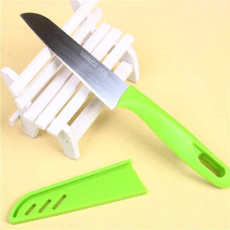 Candy-coloured fruit knife, stainless steel, camping knife, kitchen tools, leather fruit knife