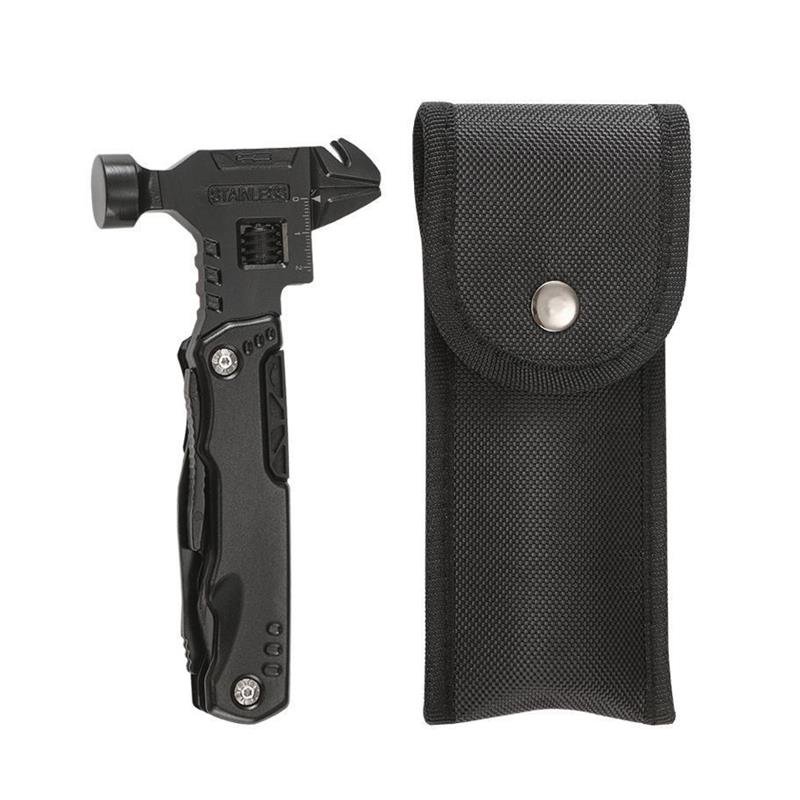 An outdoor multi-purpose wrench hammer plier with a defensive knife and a field camper and window breaker