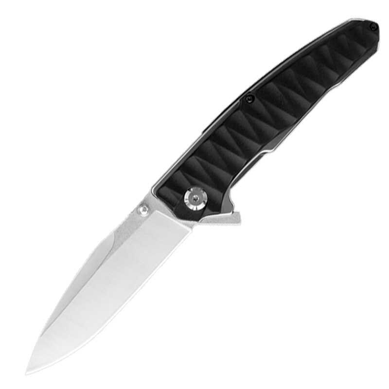 FOLDING OF A CUTTER WITH A SHARP, HIGH-STRENGTH D2 DECORATED, CARBON-FIBRE HANDLE