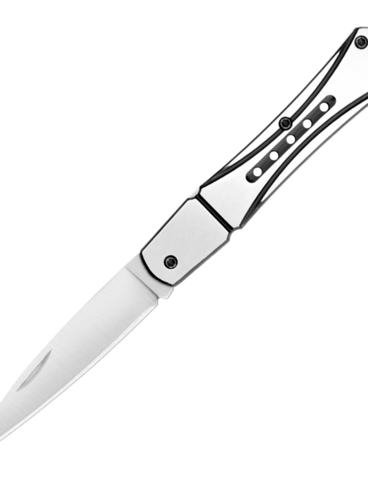 A small, stainless steel folding of a small, sharp, hard-wired, tiny, small knife with a folding knife and a fruit knife