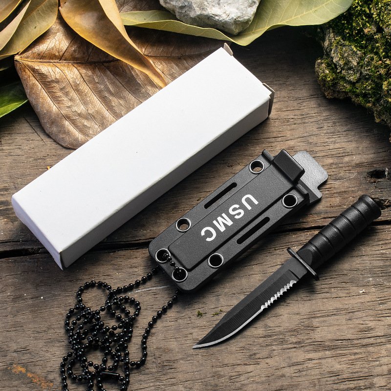 The locket locket, the stainless steel-proof mini-sword camper, carries a handy, straight knife gift