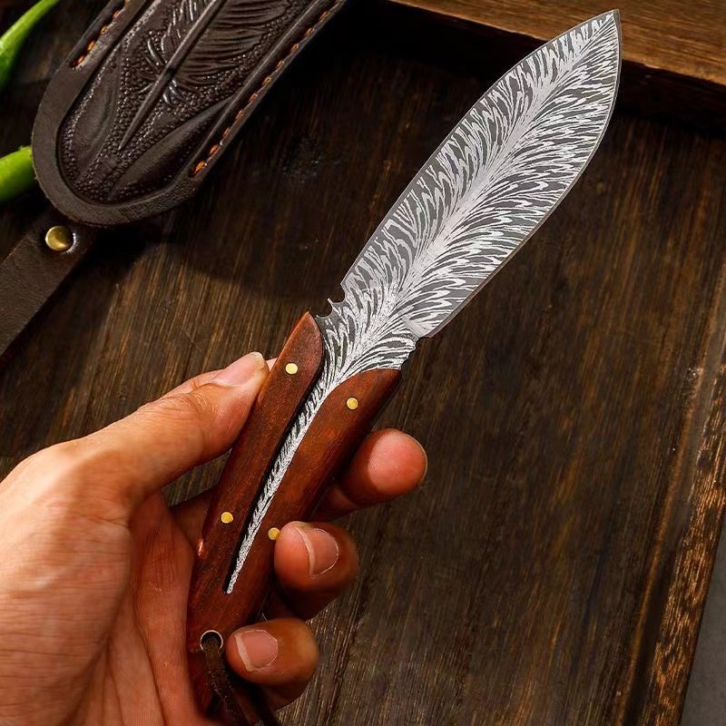 The classic feather family carries with it a fruit knife, a small steel knife, with a sharp and sharp fielding