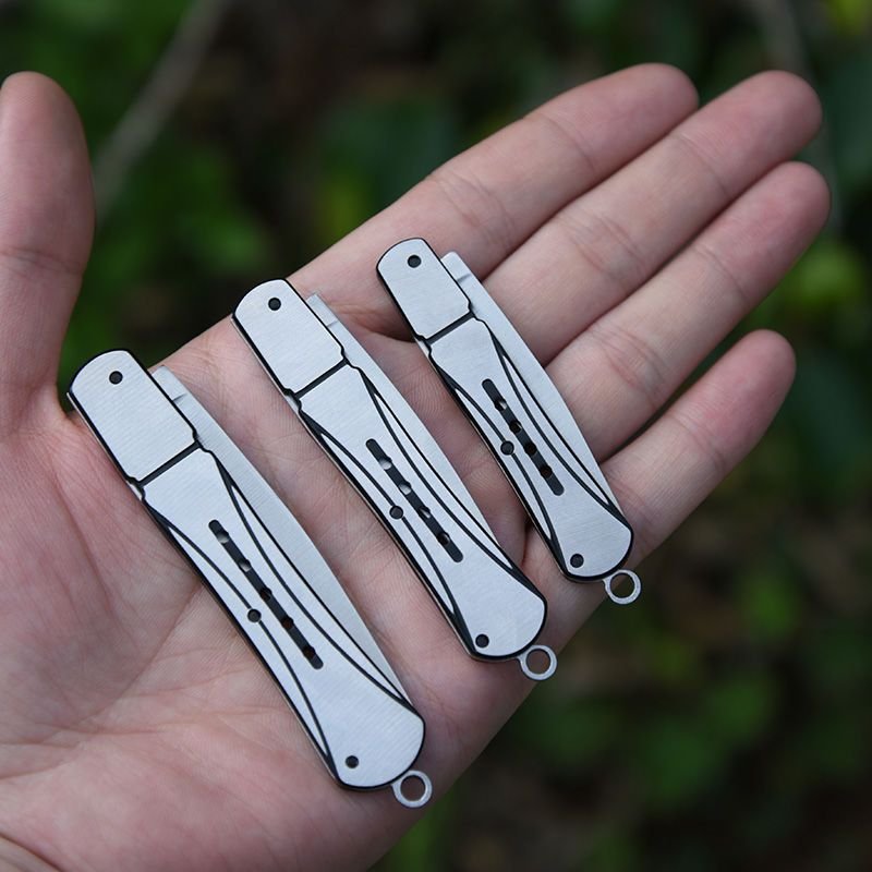 The stainless steel portable pellets with a nice fruit knife and a sharp folding knife around his waist