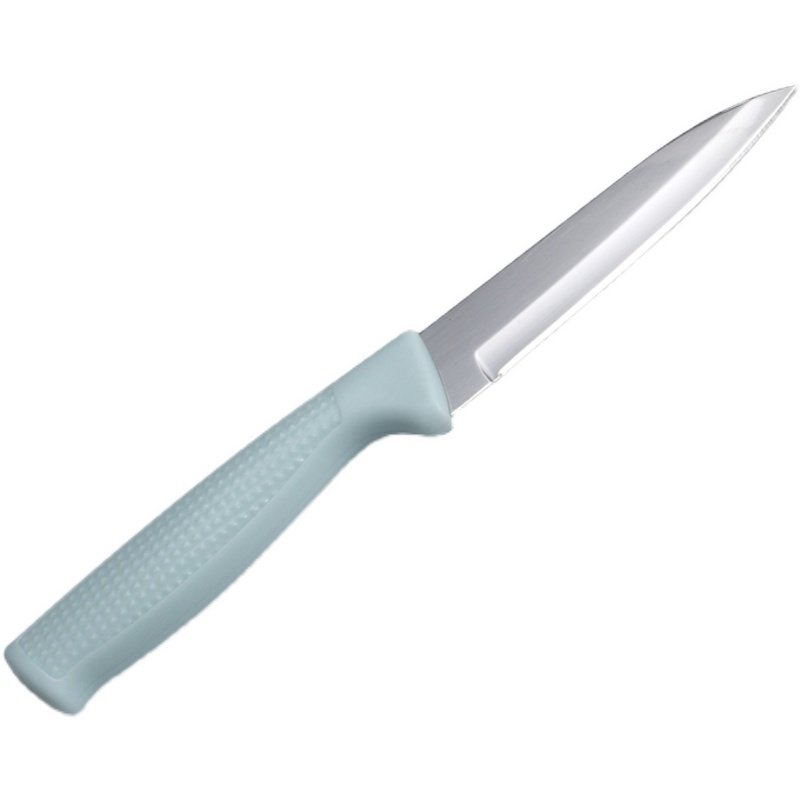 The fruit knife plus the kitchen room with the students carrying the knife and the stainless steel cutter