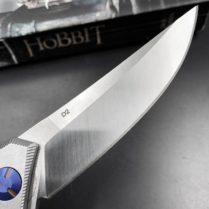 ALL STEEL BEAR BLUE MOON HIGH D2 STEEL BEARINGS CAMPING WITH A KNIFE AND A FOLDING EDC BLADE