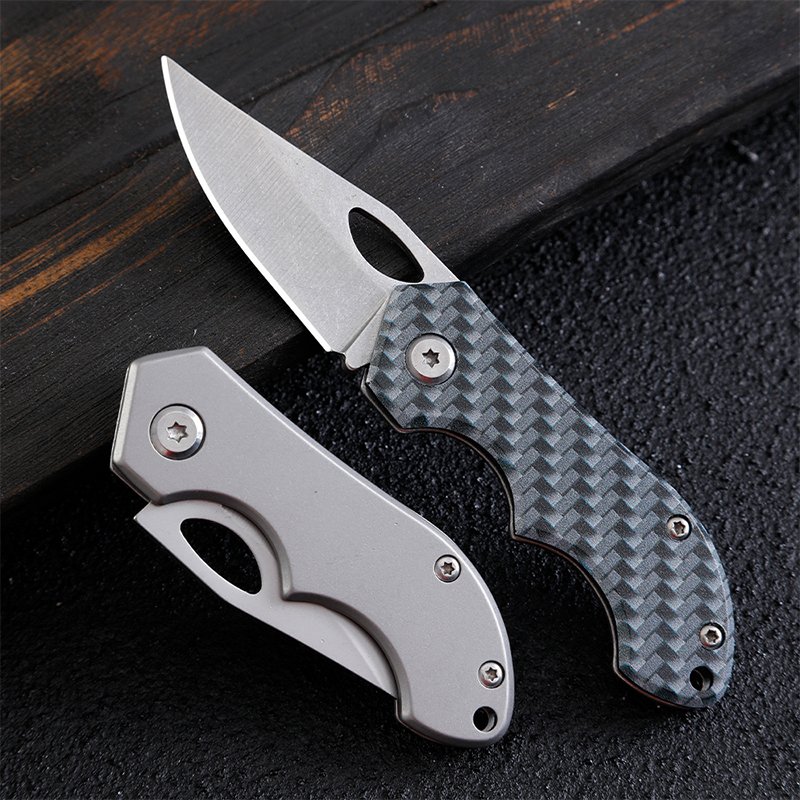 AN OUTDOOR FOLDING OF A SMALL KNIFE WITH A SHARP KEY TO THE FRUIT KNIFE
