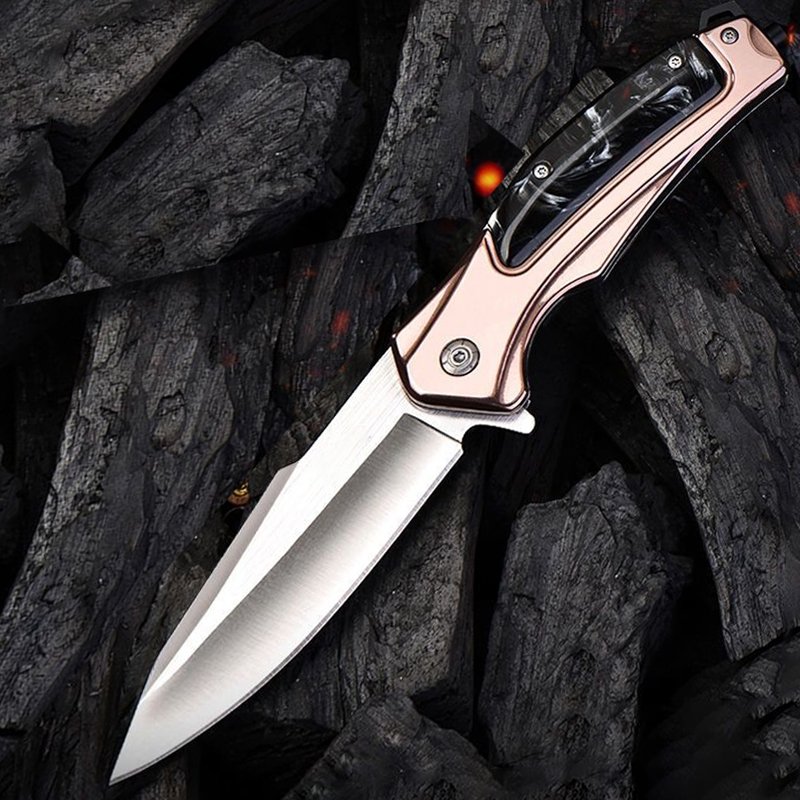 The camper's life knife was accompanied by a sharp, high-strength folding knife, an outdoor survival knife with a body-proof fruit knife