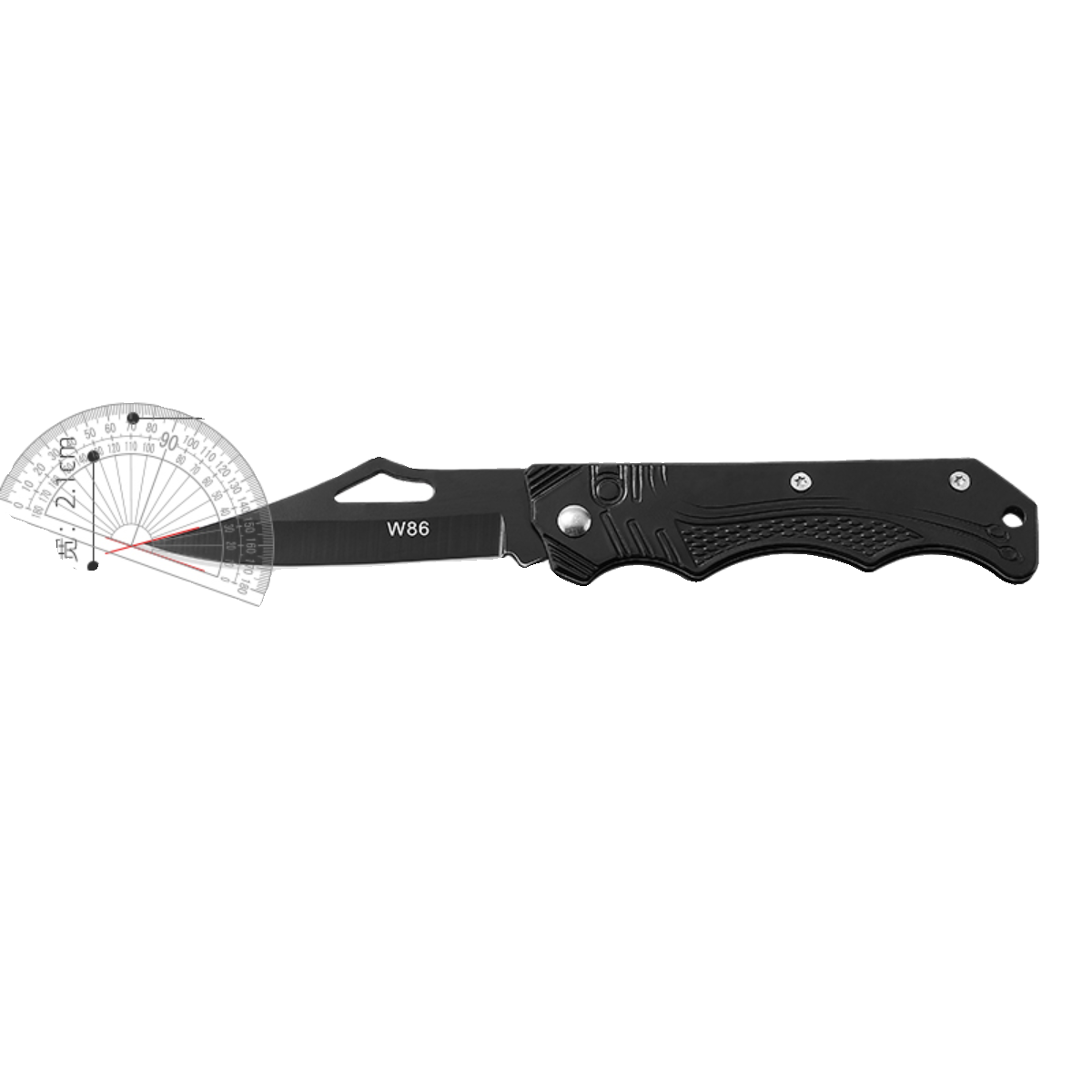 An unreshed steel field knife with a folding of a fruit knife and a pocket-of-the-field excursor