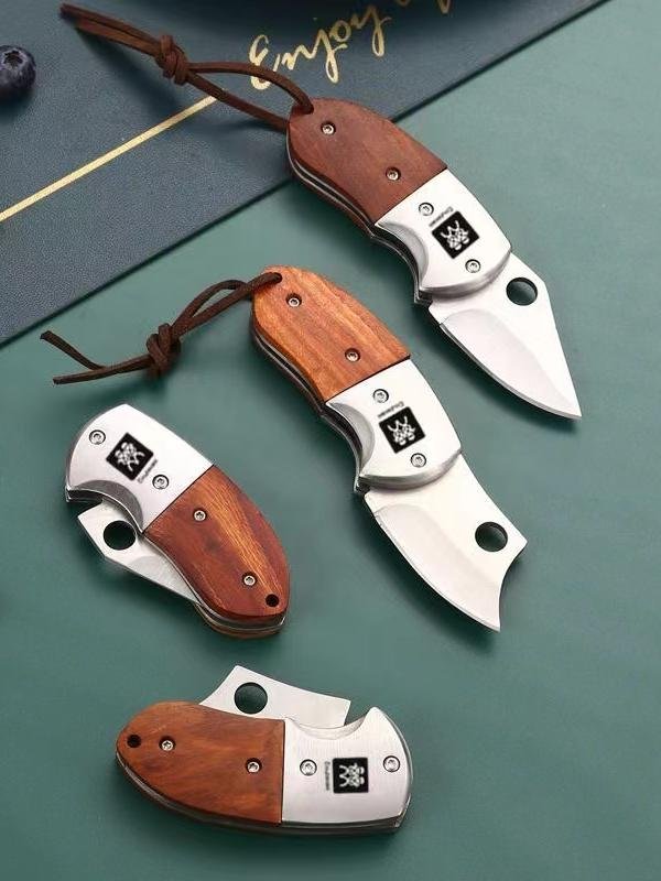 GERMAN DOUBLEDELI EXTERIOR FOLDING KNIFE, MINI KNIFE, HIGH-HEAVY WOODEN HANDLE, FRUIT KNIFE