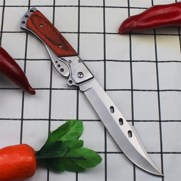 With a rusty steel-tailed, sharp fruit knife, and a high-string folding knife