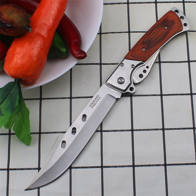 With a rusty steel-tailed, sharp fruit knife, and a high-string folding knife