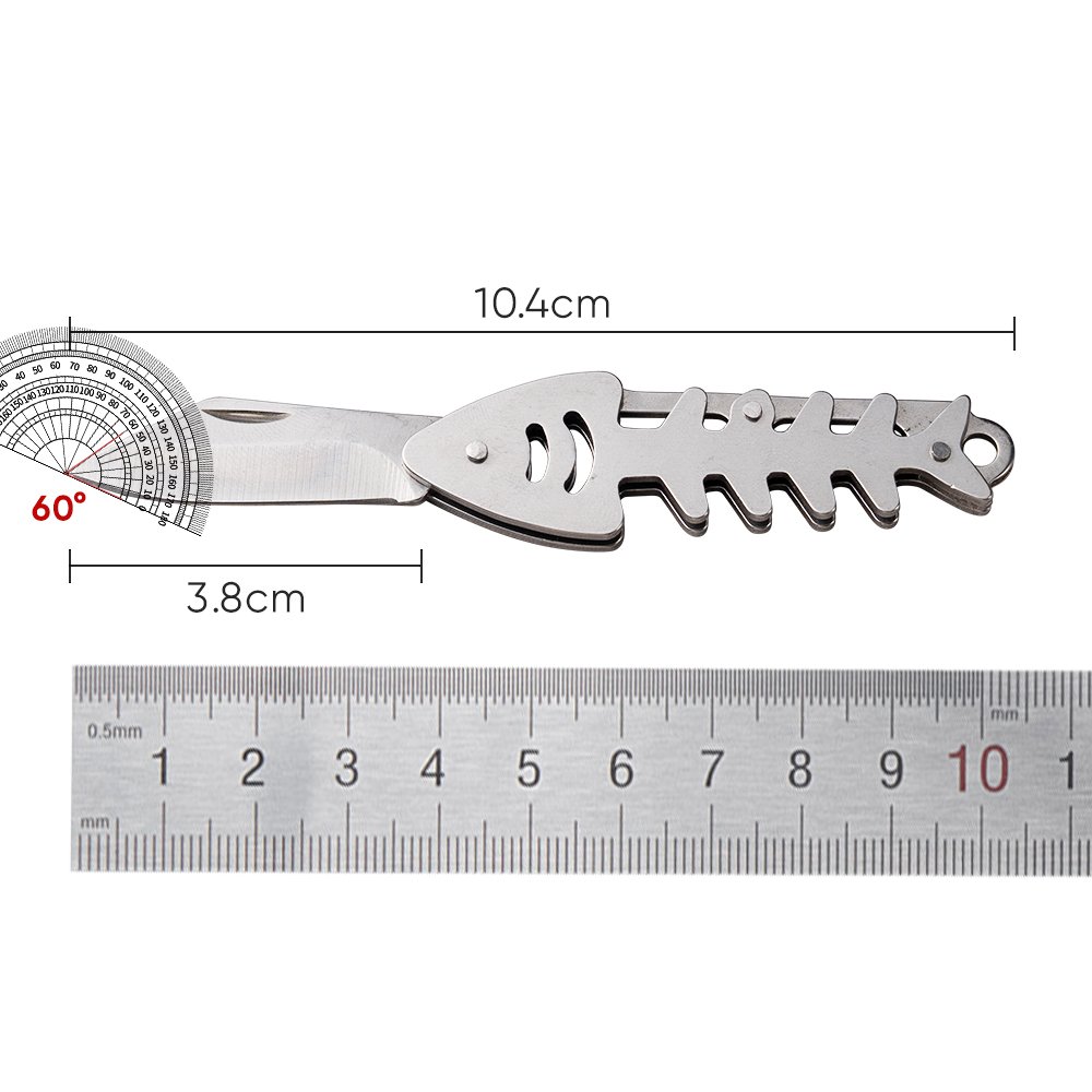 Fish bones folding a knife with a sharp fruit knife, a portable key to a mini knife, handing over a chest knife