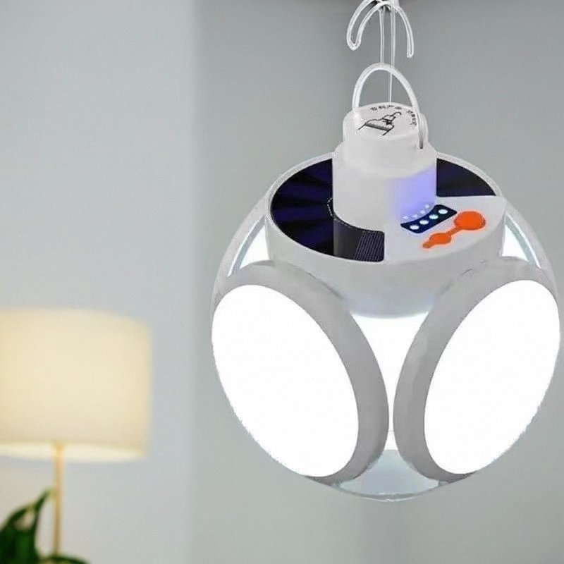 Foldable soccer lights, light tents, light-efficient light bulbs to charge solar energy