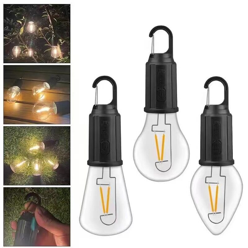 Portable light lamps are not plugged in to charge to battery-in-lighter, and the user of the battery-in-house has a bag of camping tent lamps on the outside
