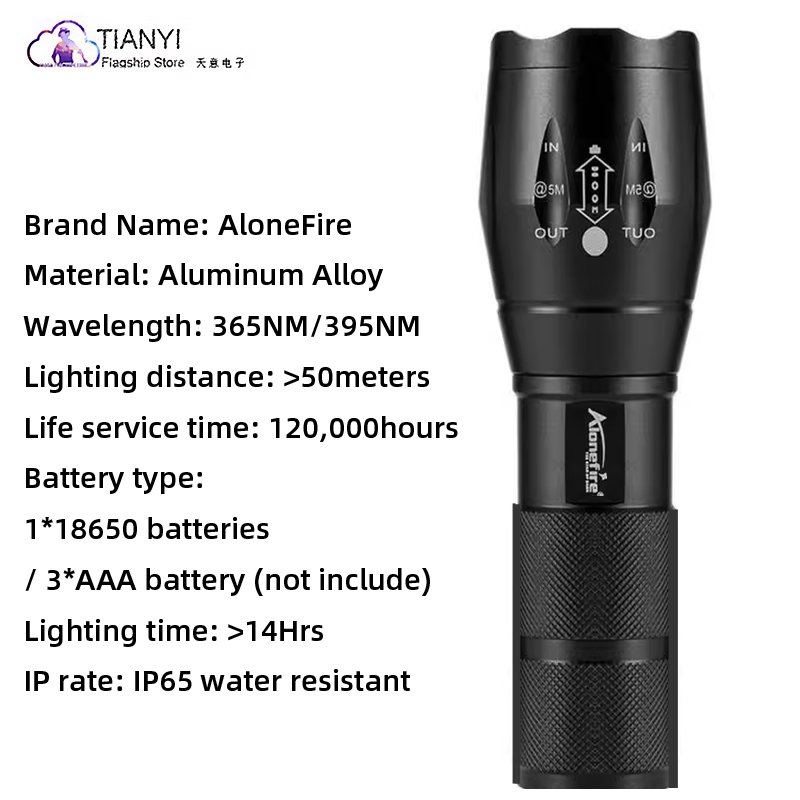 395 nm 365 nm UV violet flashlights quick-lighted professional night fishing for squid