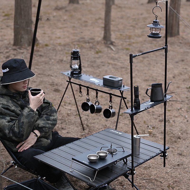 Aluminium alloy folding rack for a fun outdoor camper picnic, multi-purpose table setup