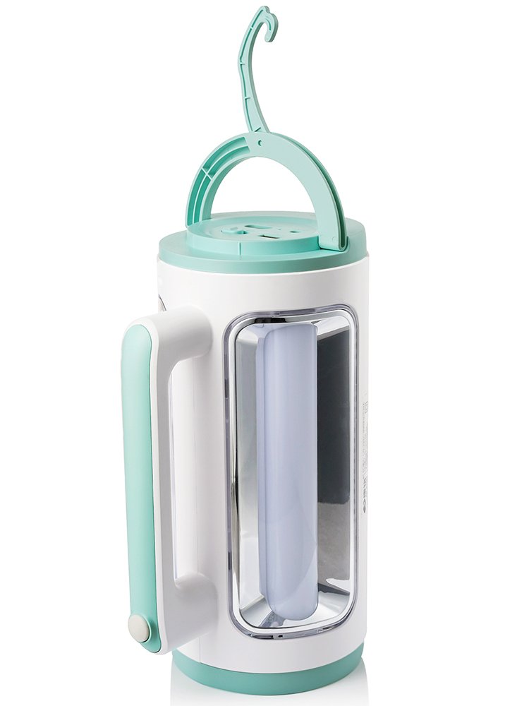 The solar recharging of a powerful light flashlight overlighted an emergency home-made outdoor camping lamp