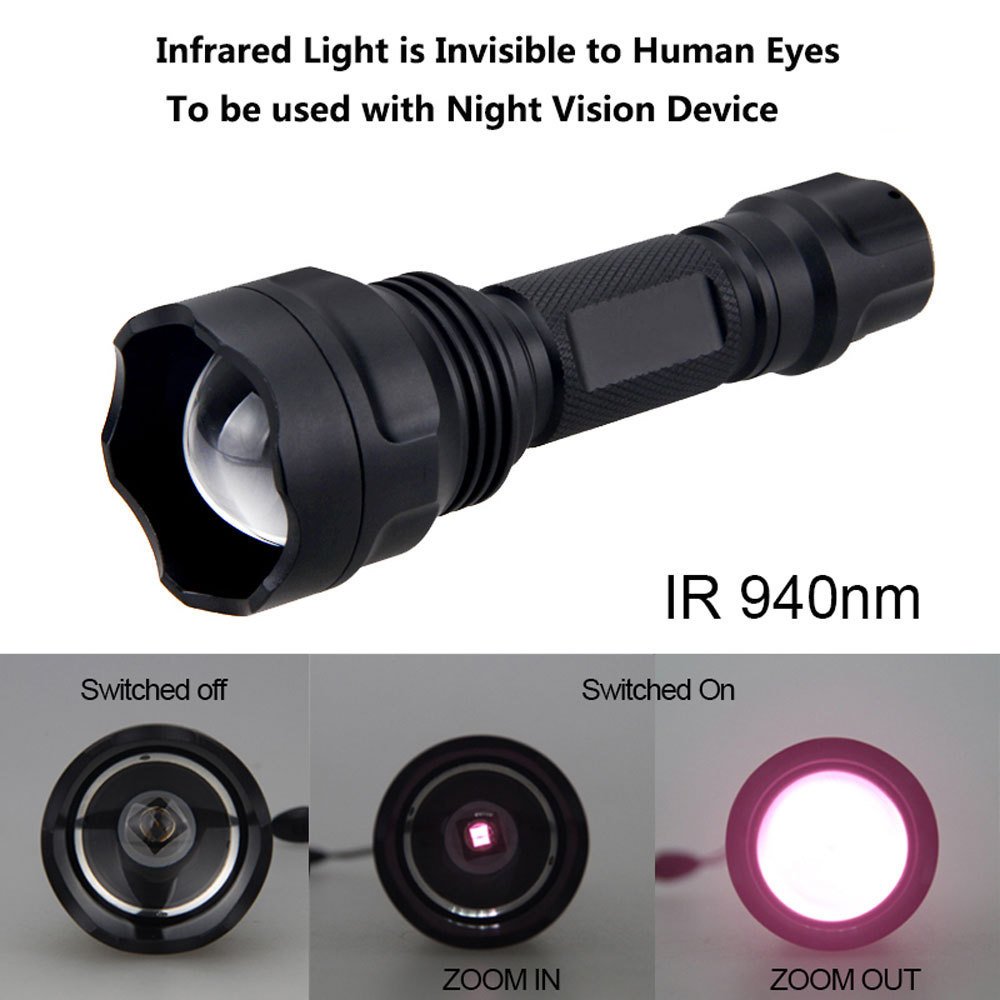 LED LED luminous flashlight outside of the white light home camping, night vision 850 nm, luminous tactical flashlight C8