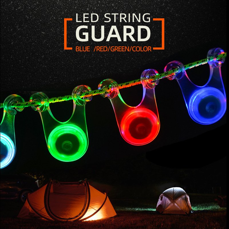 OUTDOOR CAMPING EQUIPMENT LED-ALARM TENTS WITH TRIP-PROOF WINDLINES WITH FROG LIGHT SECURITY LIGHTS