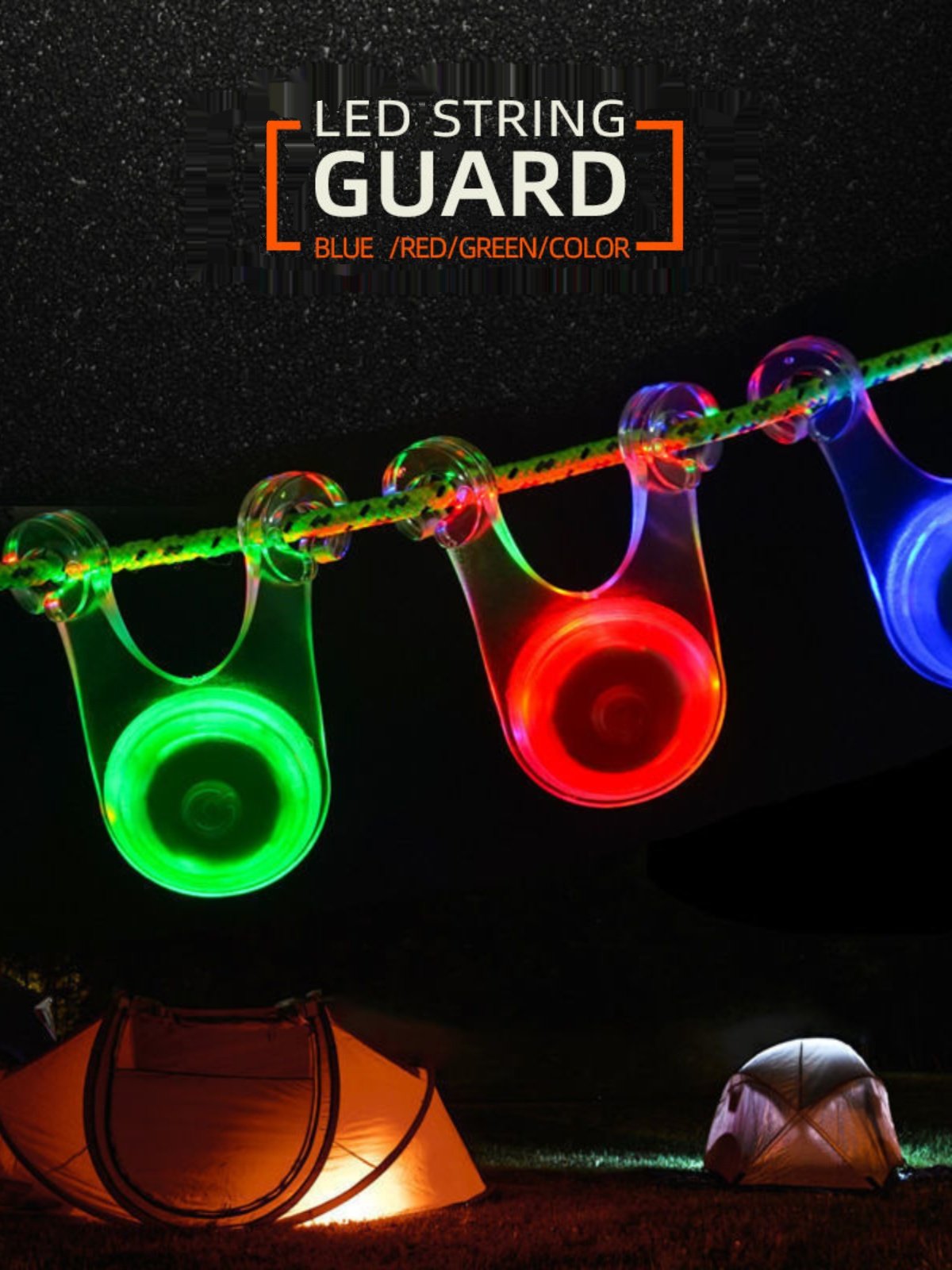 Camp alerts for windline tents with trip-proof lights