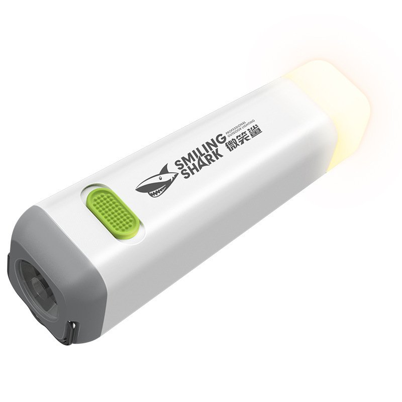 A small mini camper with an outdoor waterproof beverage flashlight with a portable emergency light