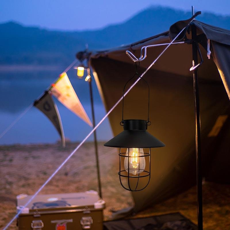 Camp light and solar courtyard light in the outdoors